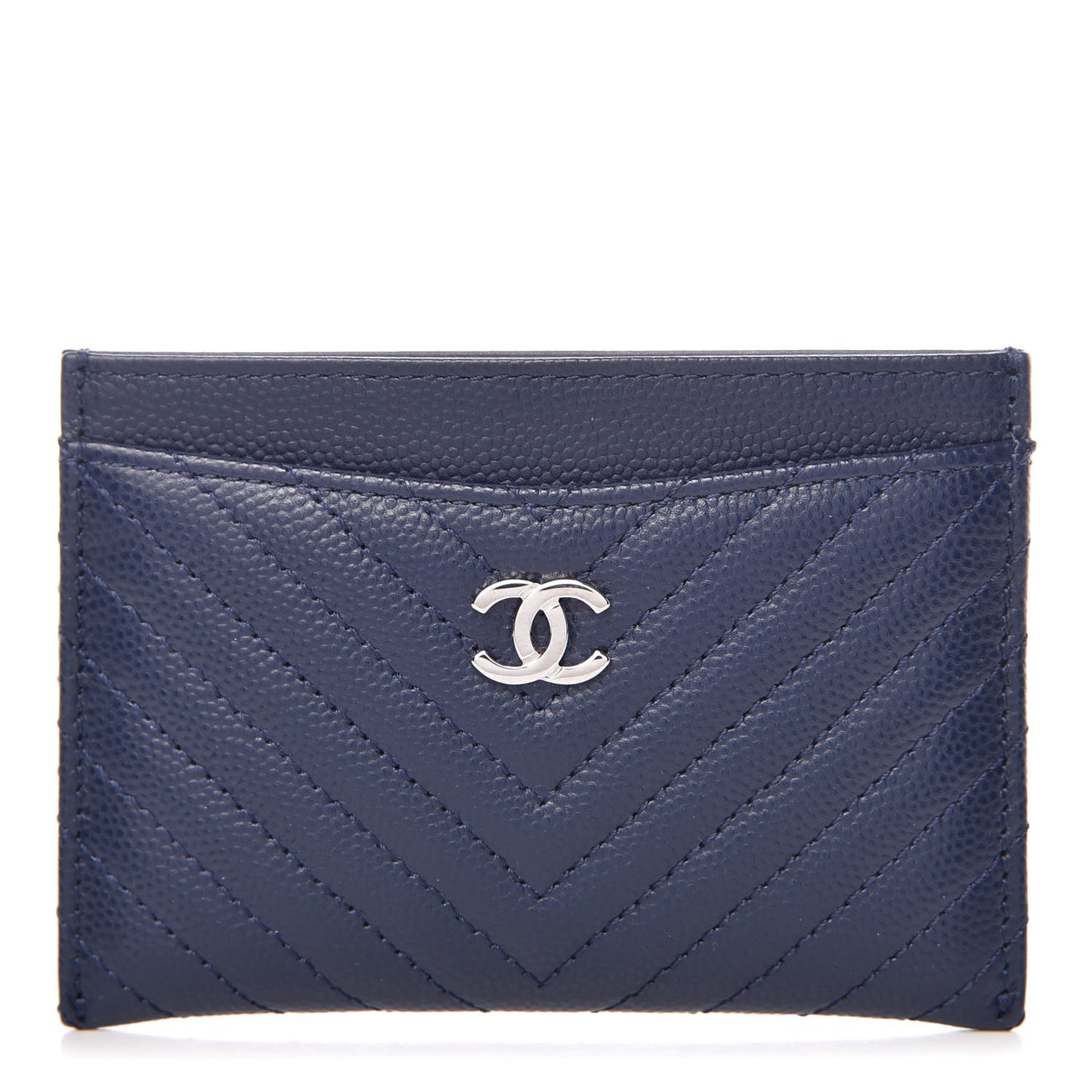 Caviar Chevron Quilted Card Holder Navy