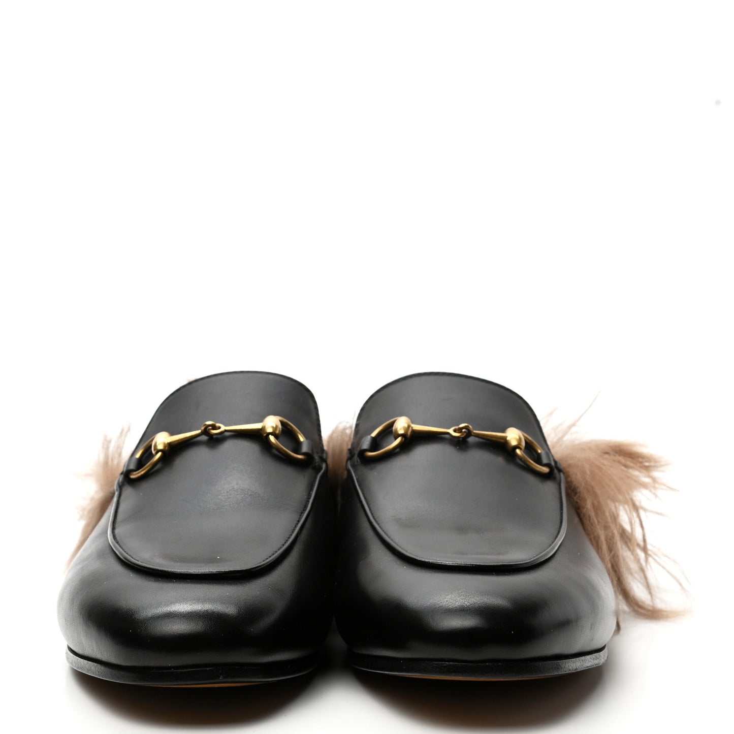 Calfskin Fur Womens Princetown Slippers 38.5 Black