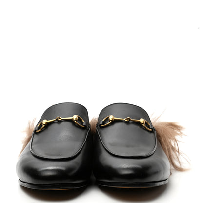 Gucci Calfskin Fur Womens Princetown Slippers 38.5 Black 2 of 7