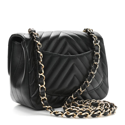 Chanel Lambskin Chevron Quilted Mini Square Flap Black 3 of 12
