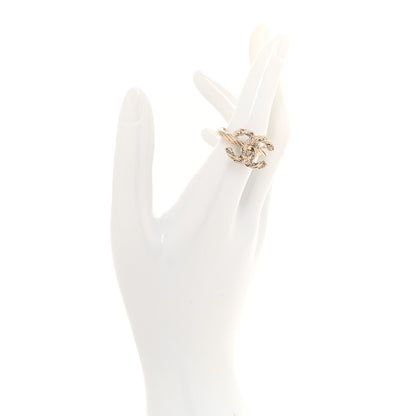Chanel Crystal Twisted CC Ring 7 Gold 2 of 4