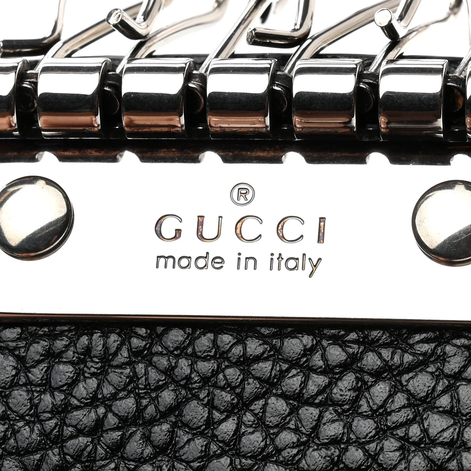 Gucci Pebbled Calfskin Dorian 6 Key Holder Case Black 6 of 8