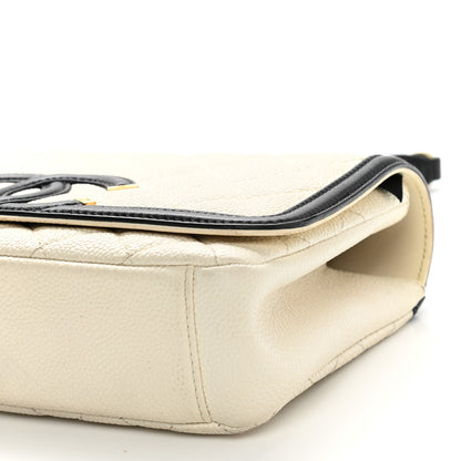 Chanel Caviar Quilted Small CC Filigree Flap White Black 10 of 14