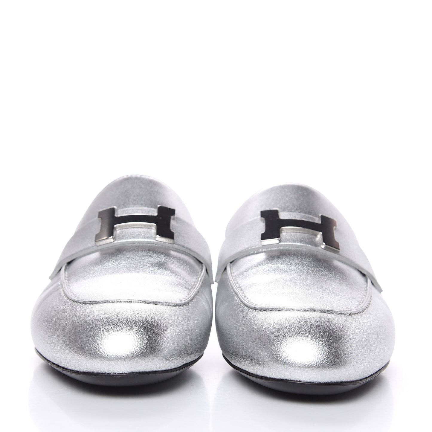 Metallic Nappa Trocadero Mule 37 Gris Argento