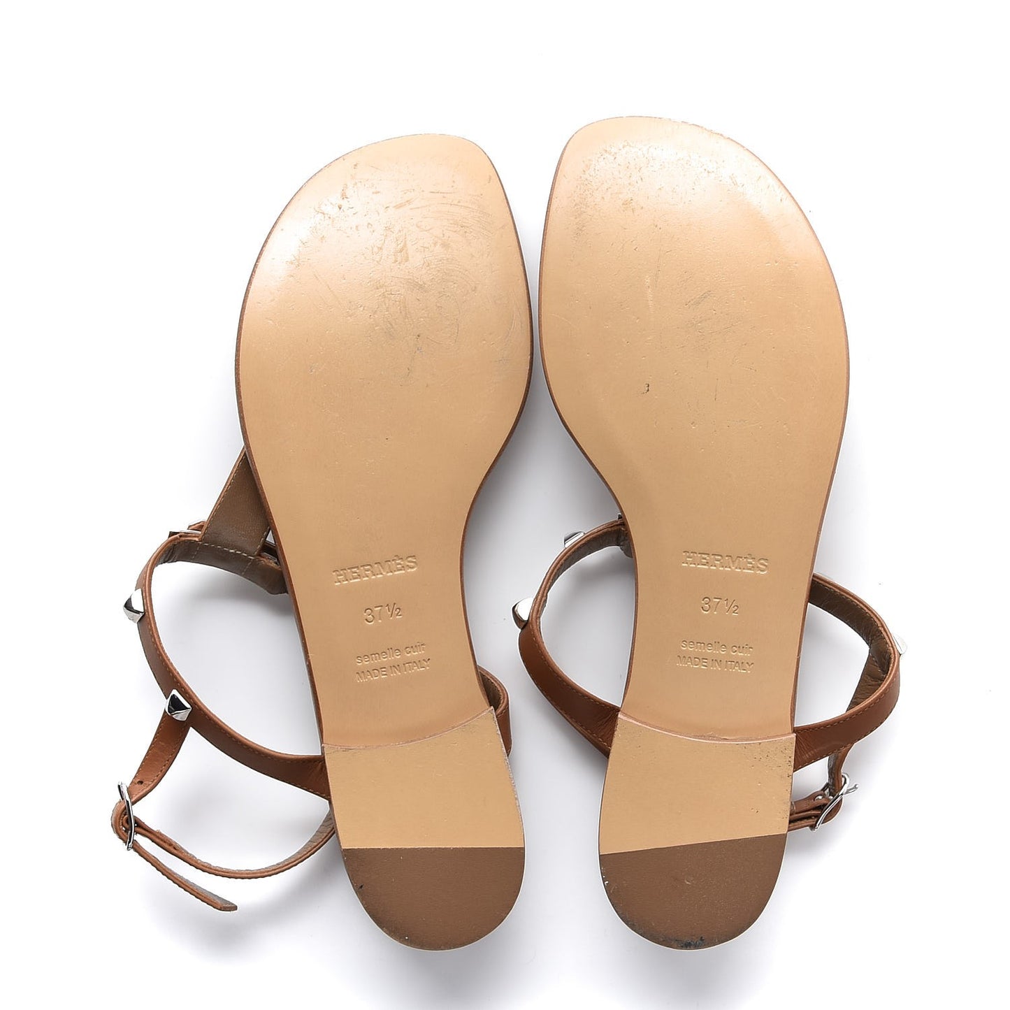 Calfskin Studded Olivia Sandals 37.5 Palissandre
