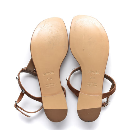 Hermes Calfskin Studded Olivia Sandals 37.5 Palissandre 7 of 9