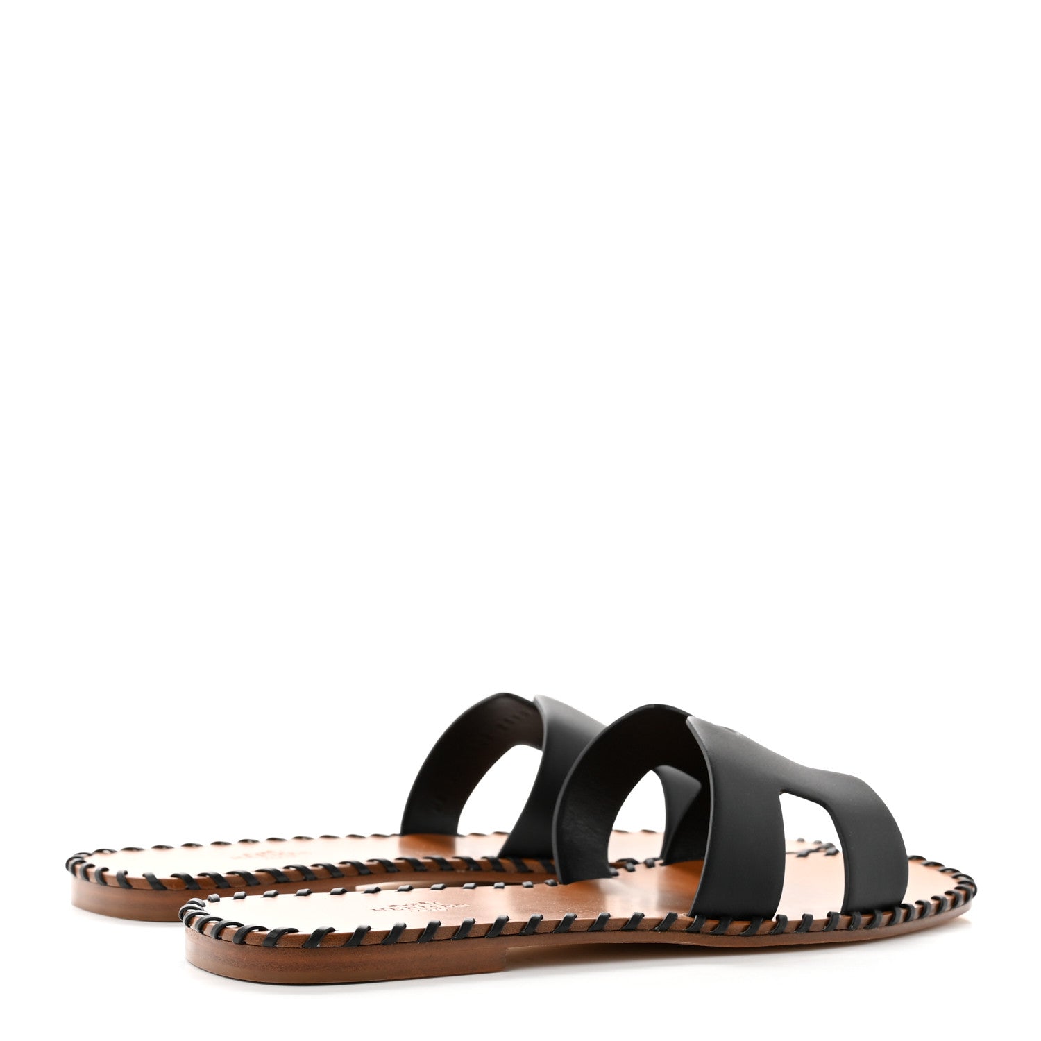 Hermes Box Calfskin Braided Oran Sandals 39.5 Black 4 of 9