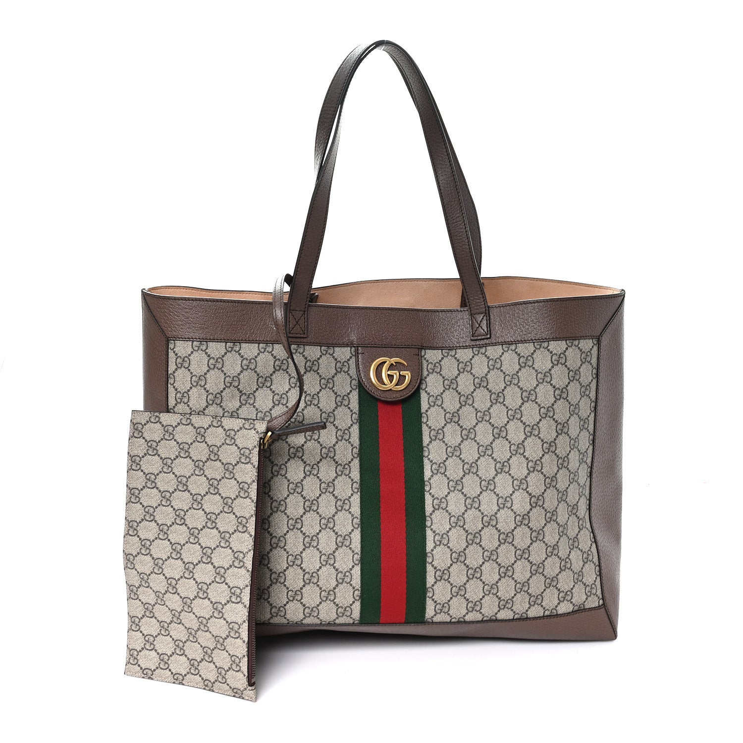 Gucci GG Supreme Monogram Web Ophidia Tote Brown 3 of 11