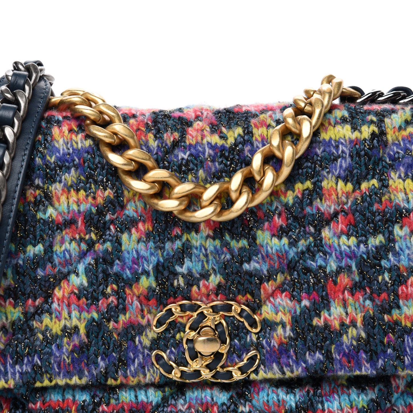Tweed Quilted Medium Chanel 19 Flap Dark Multicolor