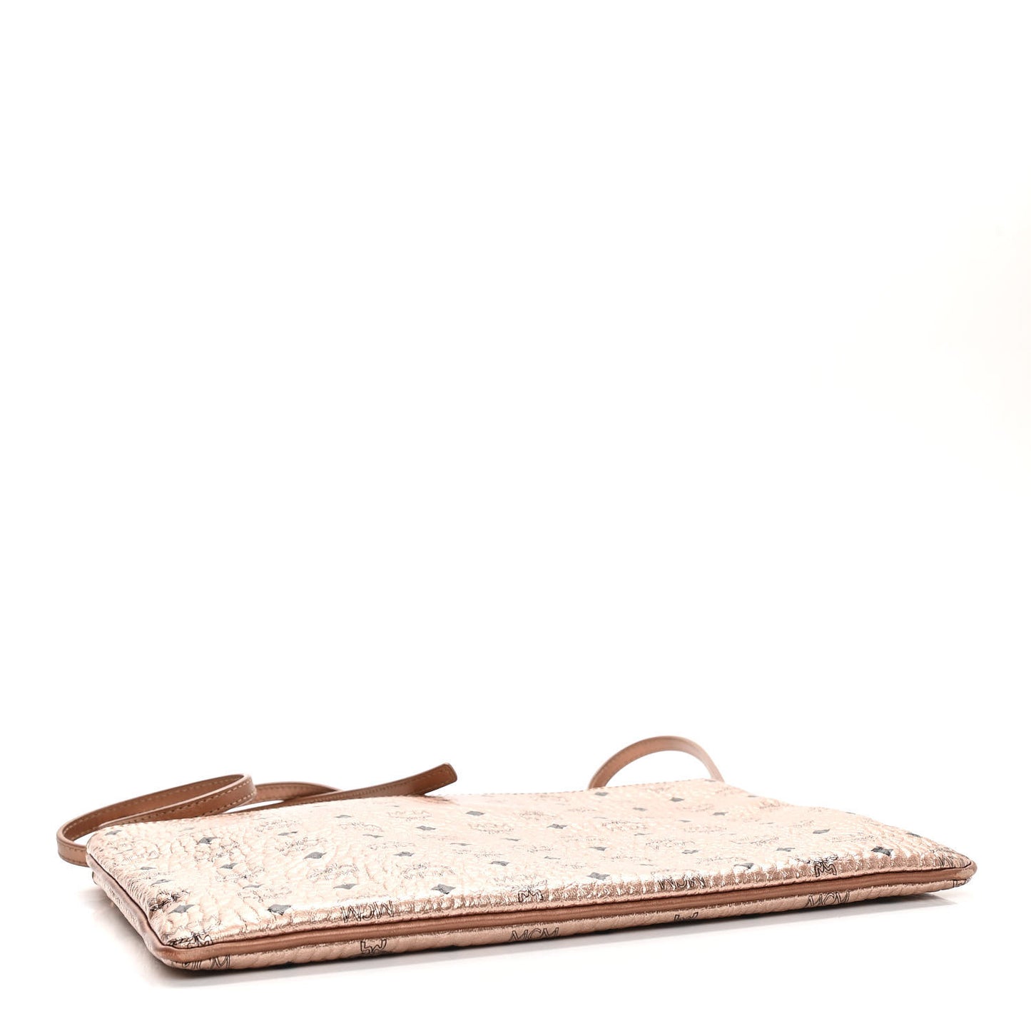 Metallic Visetos Medium Crossbody Pouch Champagne