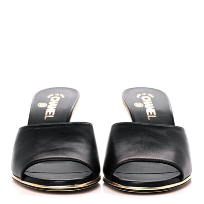 Chanel Lambskin Lucite CC Wedge Mules 39.5 Black 2 of 9