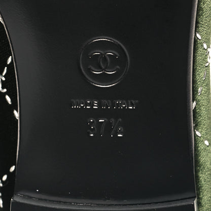 Chanel Velvet Moccasin Loafers 37.5 Dark Green 8 of 10