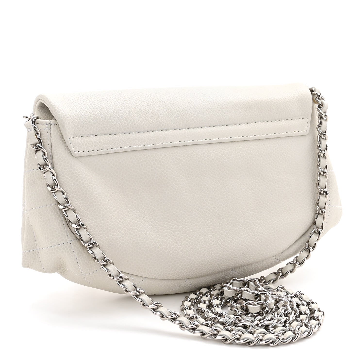 Chanel Caviar Half Moon Wallet On Chain WOC White 3 of 10
