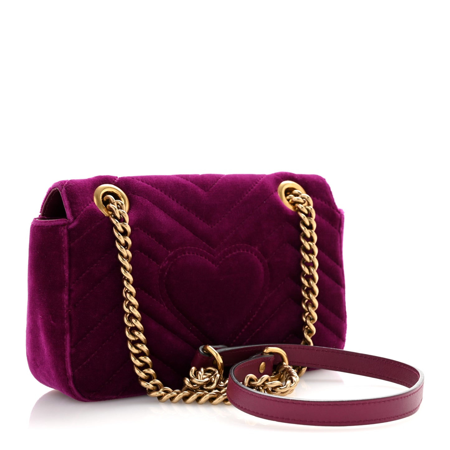 Velvet Matelasse Embroidered Mini GG Marmont Shoulder Bag Bordeaux