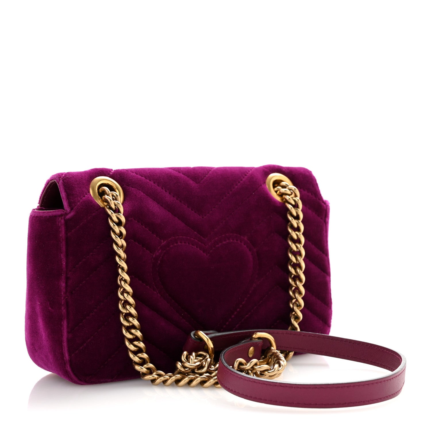 Gucci Velvet Matelasse Embroidered Mini GG Marmont Shoulder Bag Bordeaux 3 of 12