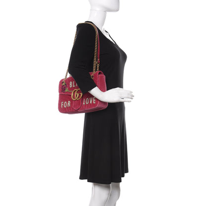 Gucci Velvet Matelasse Blind for Love Embroidered Medium GG Marmont Shoulder Bag Light Raspberry Rose Multicolor 2 of 13