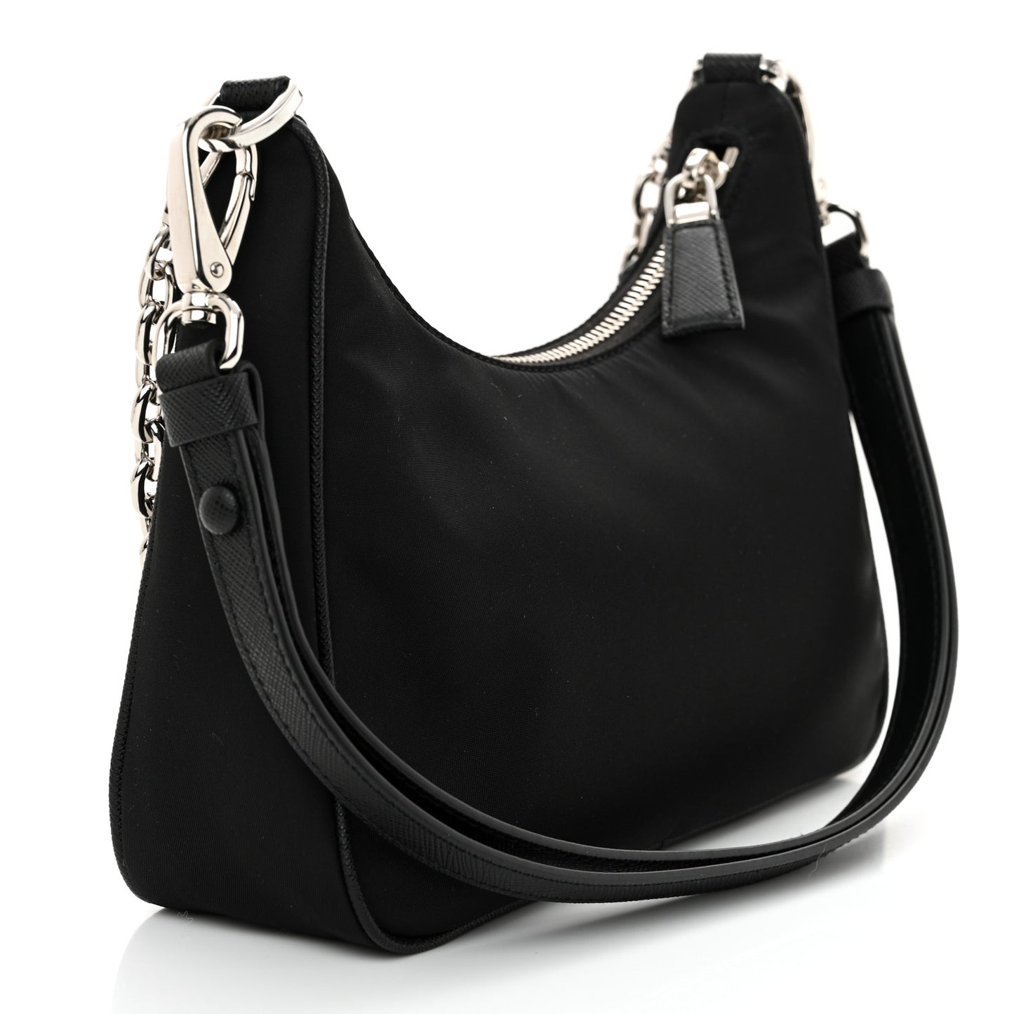 Tessuto Nylon Saffiano Beaded Mini Re-Edition 2000 Shoulder Bag Black