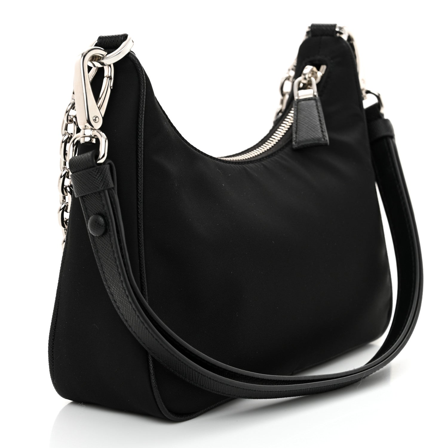 Prada Tessuto Nylon Saffiano Beaded Mini Re-Edition 2000 Shoulder Bag Black 3 of 9
