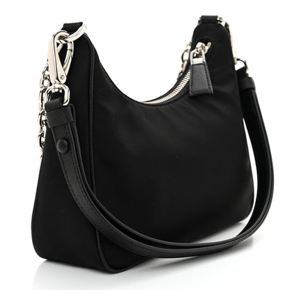 Prada Tessuto Nylon Saffiano Beaded Mini Re-Edition 2000 Shoulder Bag Black 3 of 9