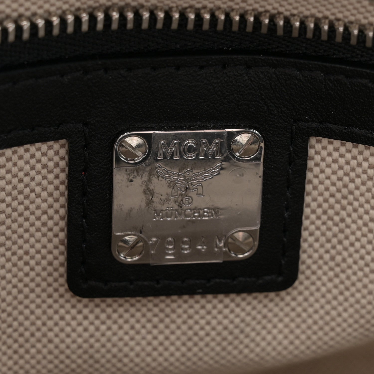 MCM Vintage Jacquard Monogram Small Munchen Tote Grey 6 of 13