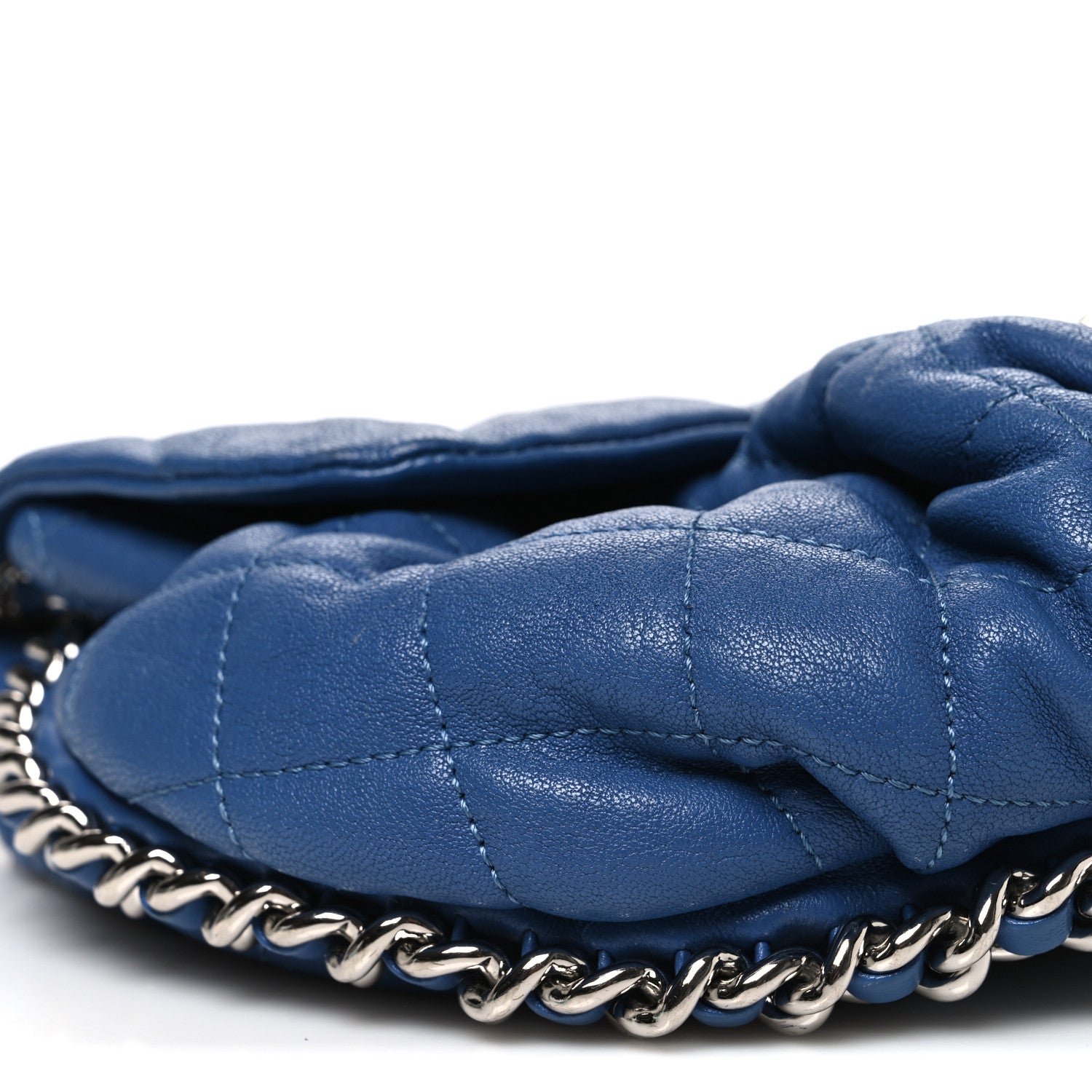 Chanel Washed Lambskin Quilted Medium Chain Around Messenger Blue 9 of 11