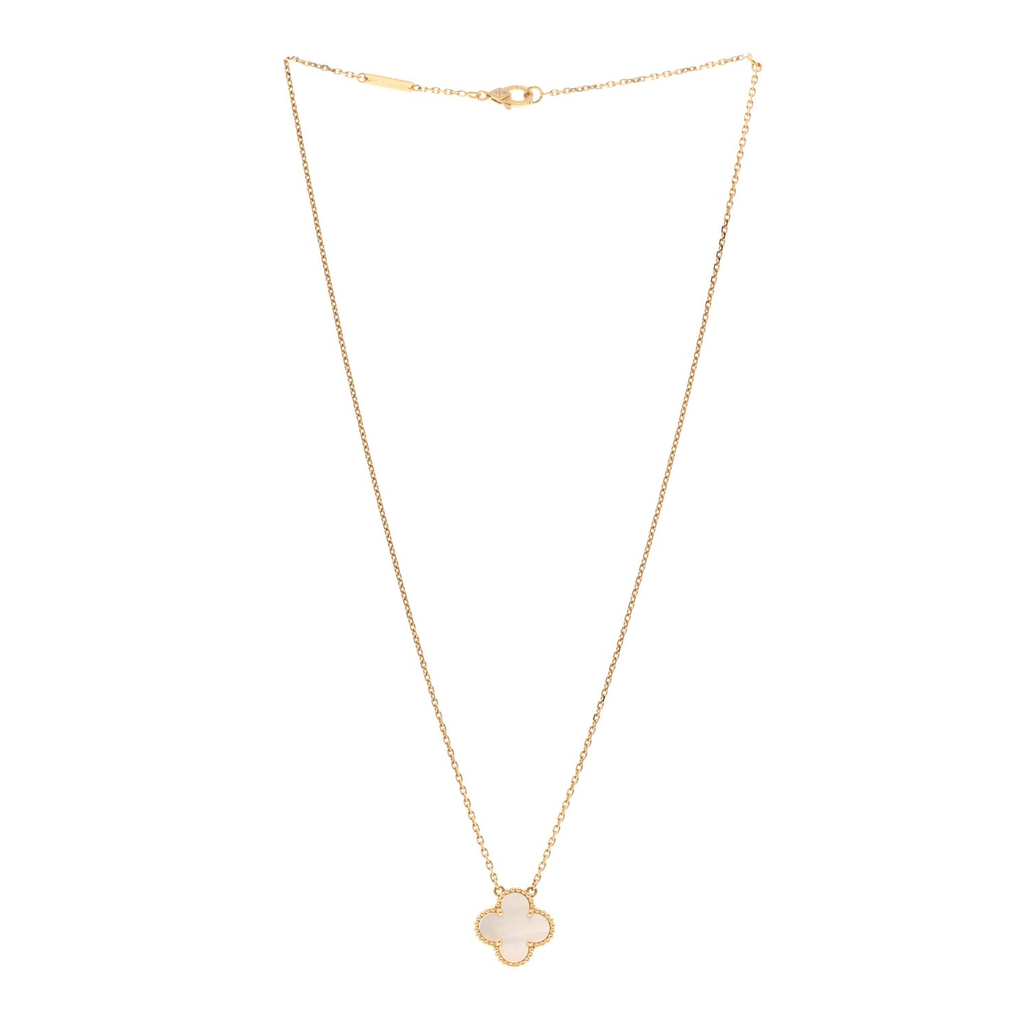 18K Yellow Gold Mother of Pearl Vintage Alhambra Pendant Necklace