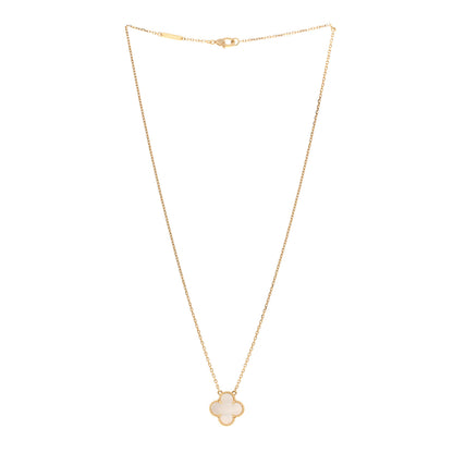 Van Cleef & Arpels 18K Yellow Gold Mother of Pearl Vintage Alhambra Pendant Necklace 4 of 6