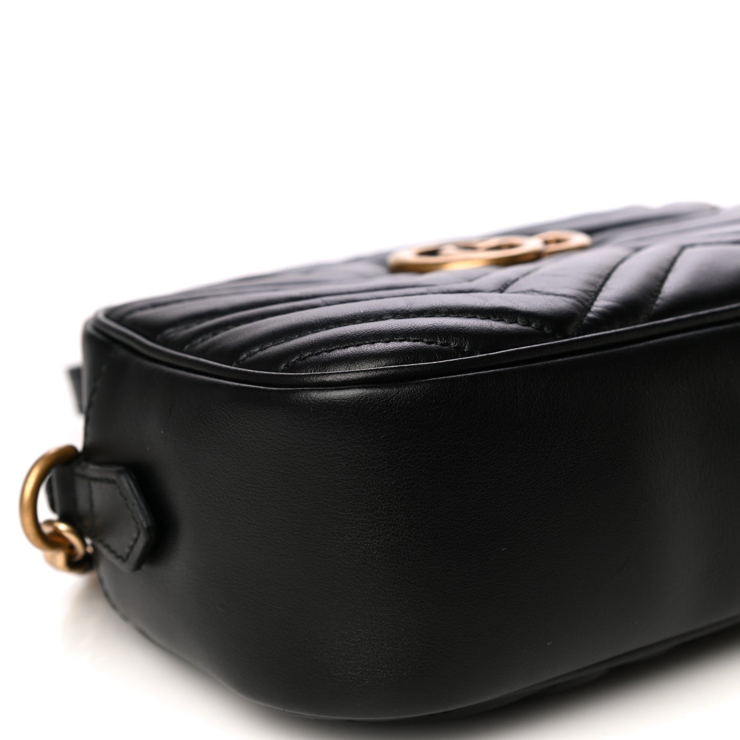 Calfskin Matelasse Small GG Marmont Chain Shoulder Bag Black