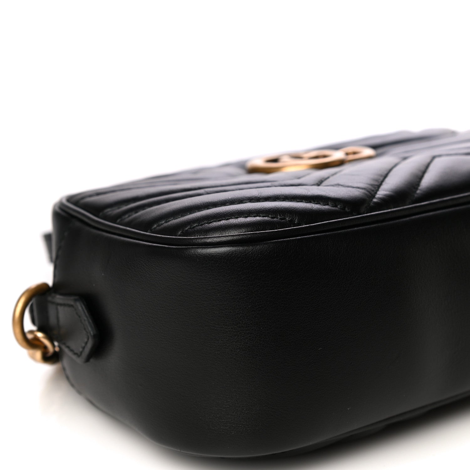 Gucci Calfskin Matelasse Small GG Marmont Chain Shoulder Bag Black 9 of 10