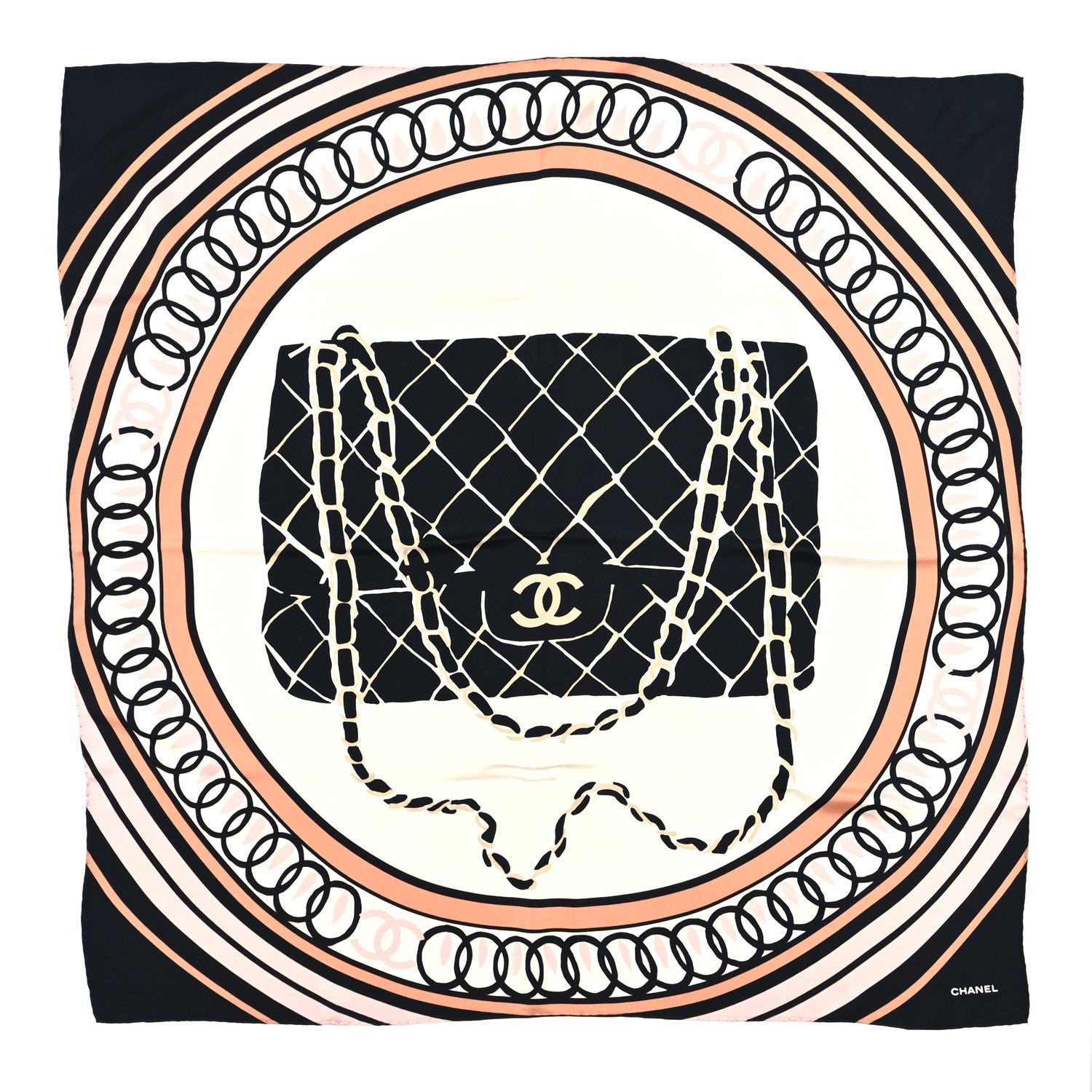 Chanel Silk CC Flap Bag Square Scarf Black 1 of 3