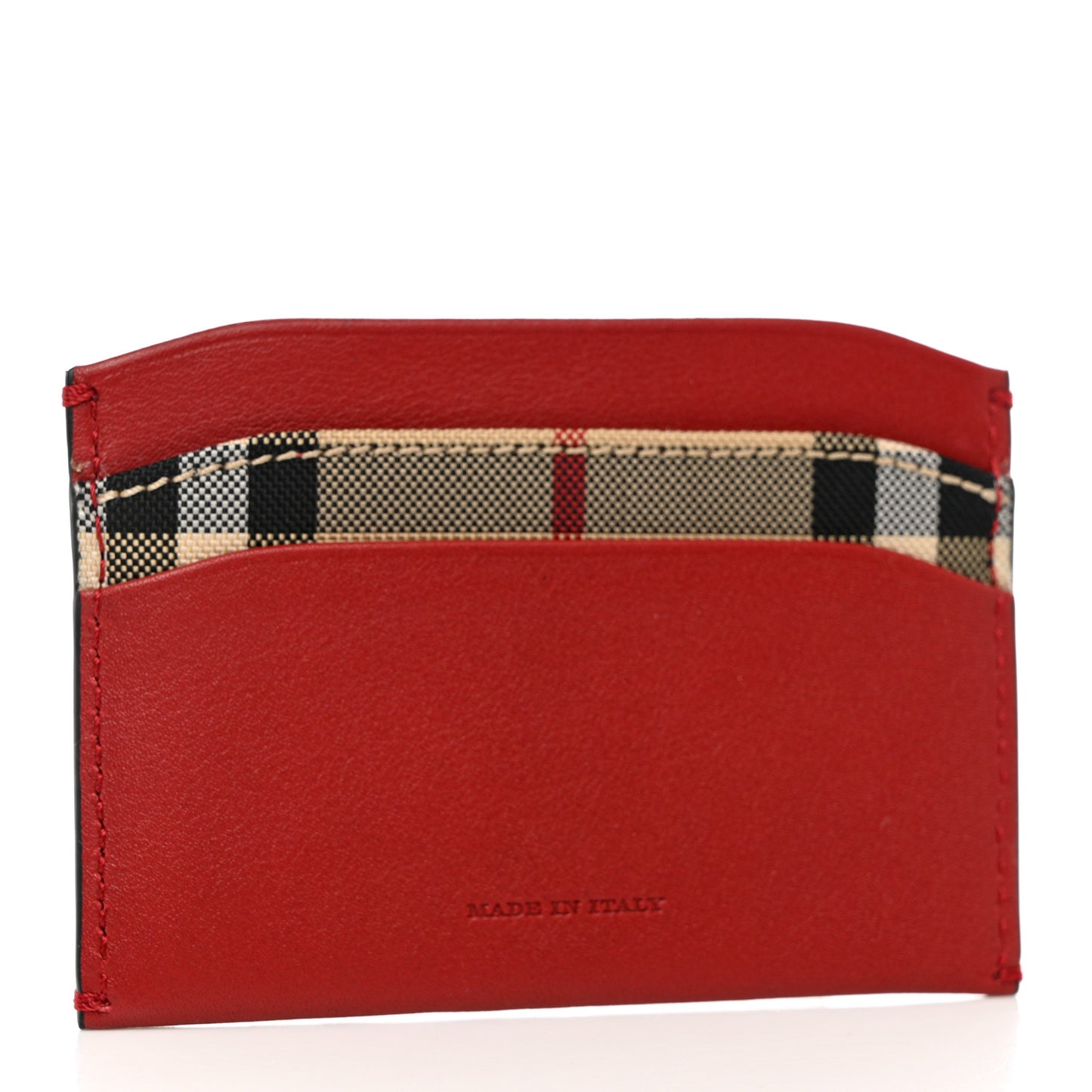 Calfskin Horseferry Check Izzy Card Case Red