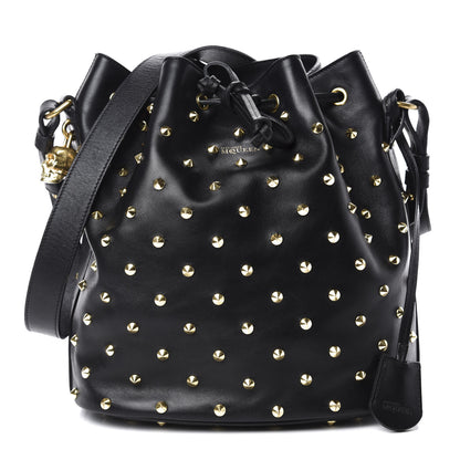 Alexander McQueen Calfskin Studded Padlock Bucket Bag Black 1 of 10