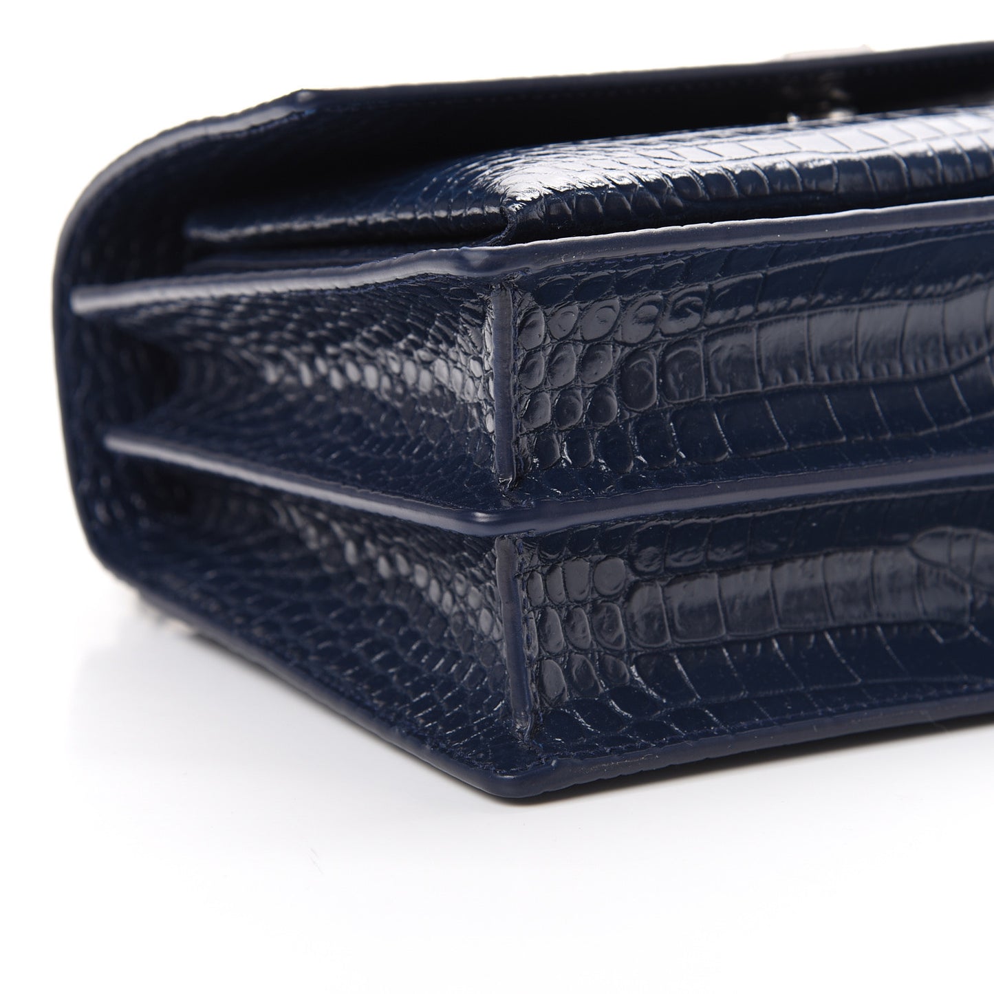 Calfskin Crocodile Embossed Medium Monogram Sunset Navy