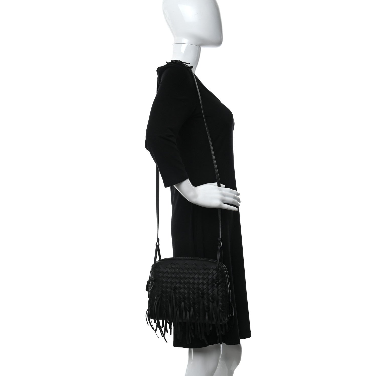 Bottega Veneta Nappa Intrecciato Fringe Nodini Crossbody Messenger Black 2 of 10