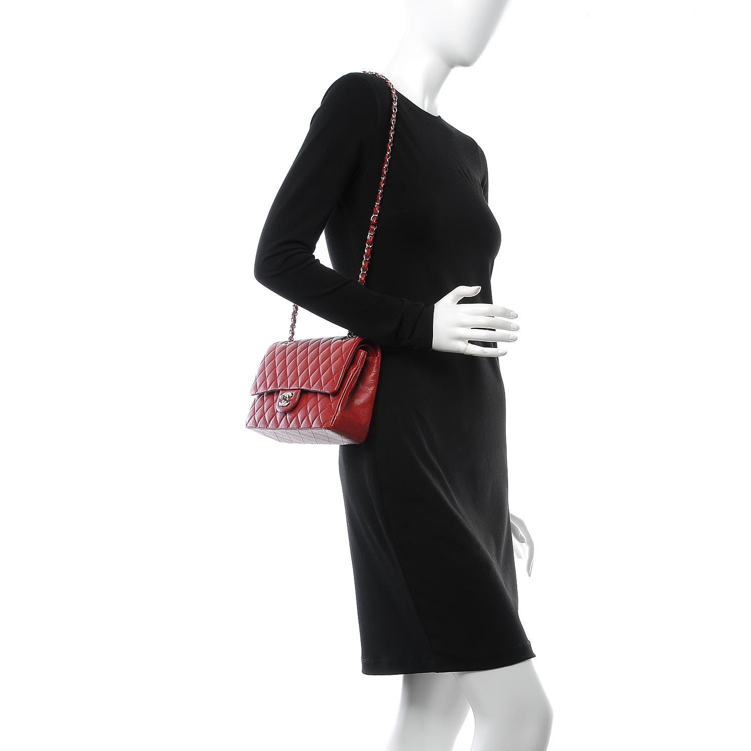 Chanel Caviar Quilted Medium Double Flap Dark Red 2 of 10
