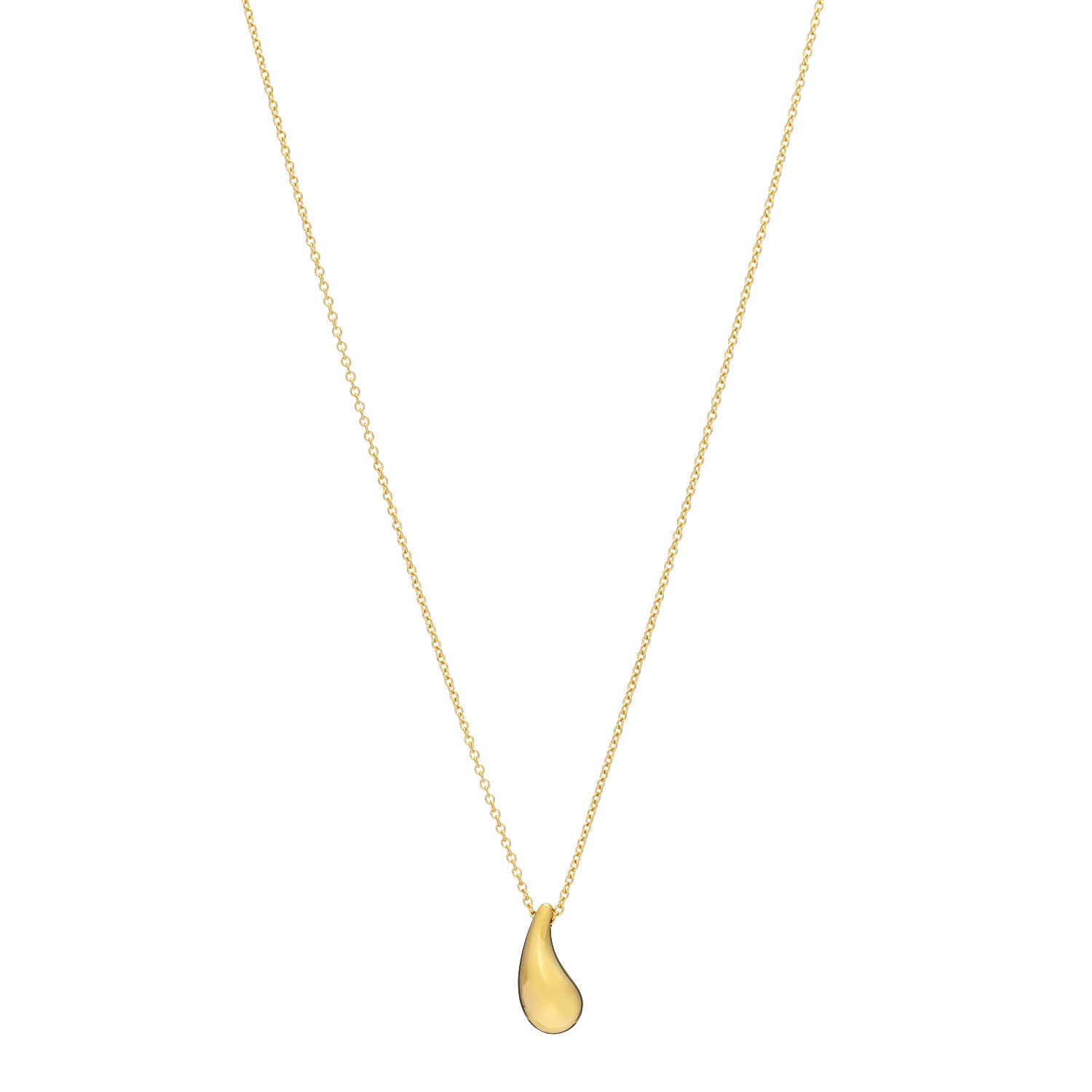 Tiffany 18K Yellow Gold 15mm Elsa Peretti Teardrop Pendant Necklace 1 of 5