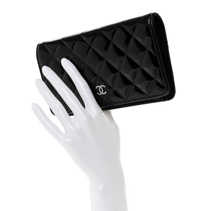 Chanel Patent Calfskin Quilted Yen Wallet Black Black 2 of 8