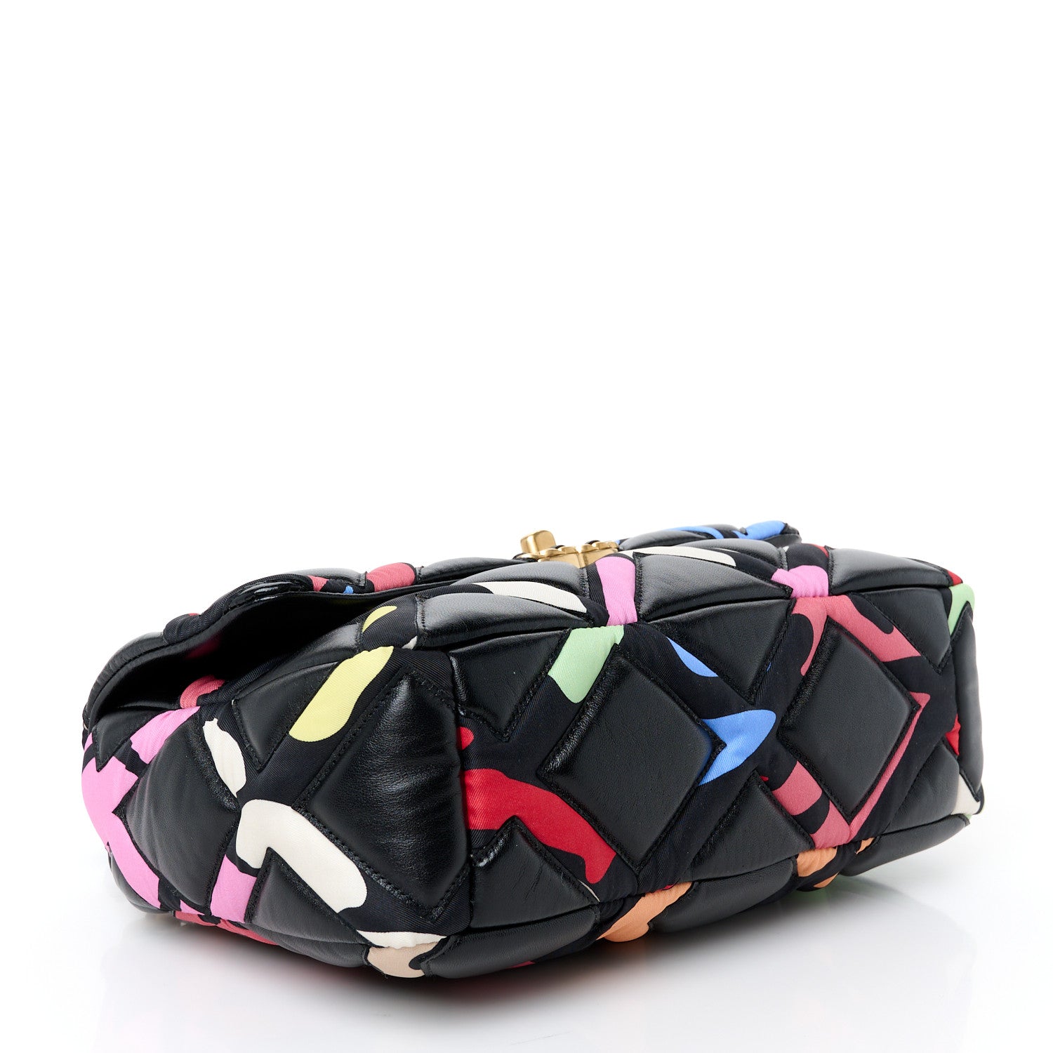 Chanel Lambskin Printed Fabric Medium Chanel 19 Flap Black Multicolor 4 of 10