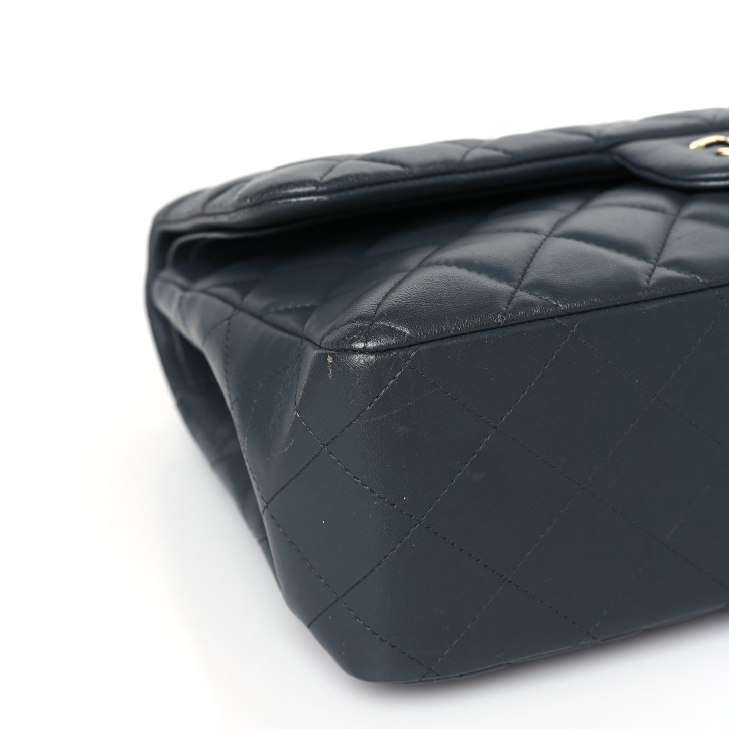 Lambskin Quilted Jumbo Double Flap Grey