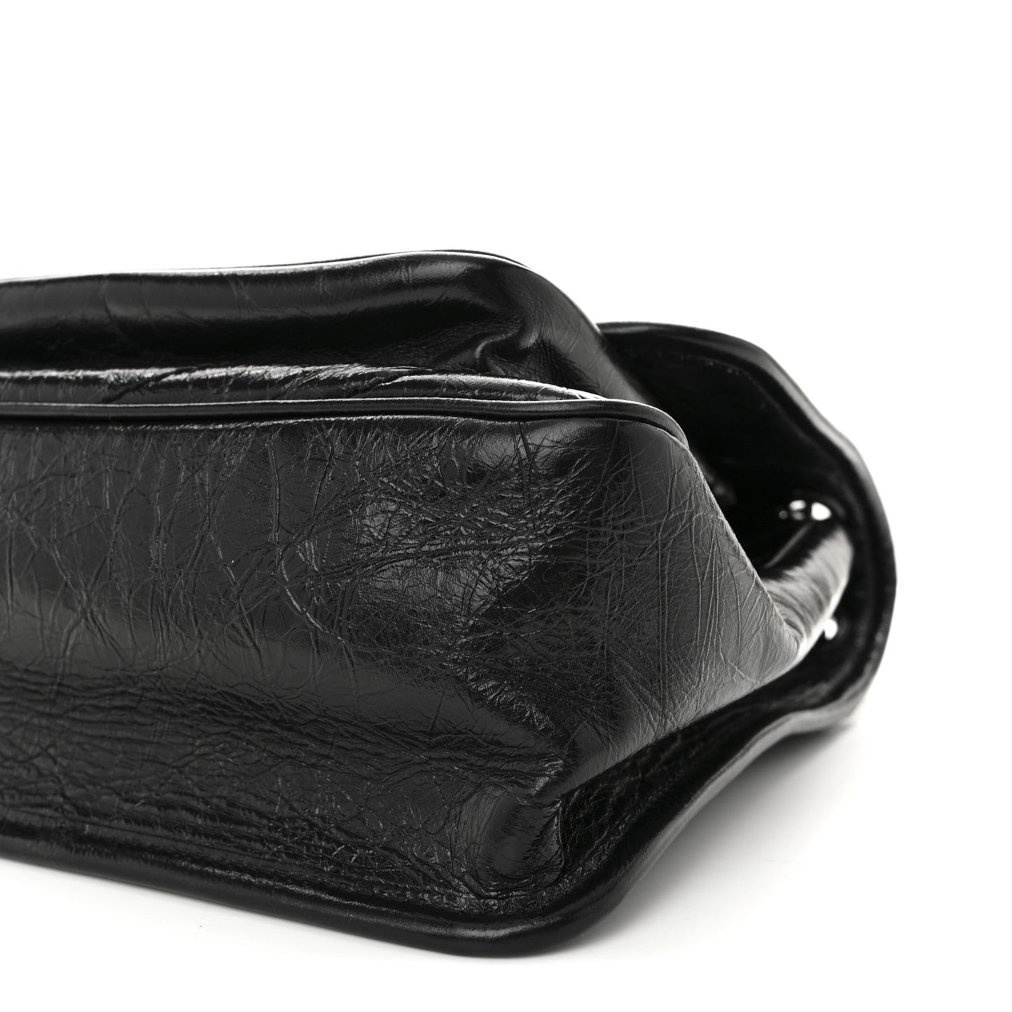 Crinkled Calfskin Matelasse Monogram Medium Niki Chain Satchel Black