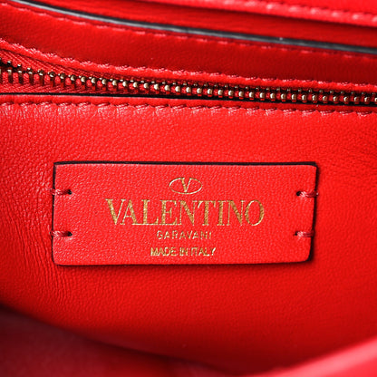 Valentino Garavani Nappa Enamel Monochrome Medium Roman Stud Shoulder Bag Rouge Pur 6 of 8