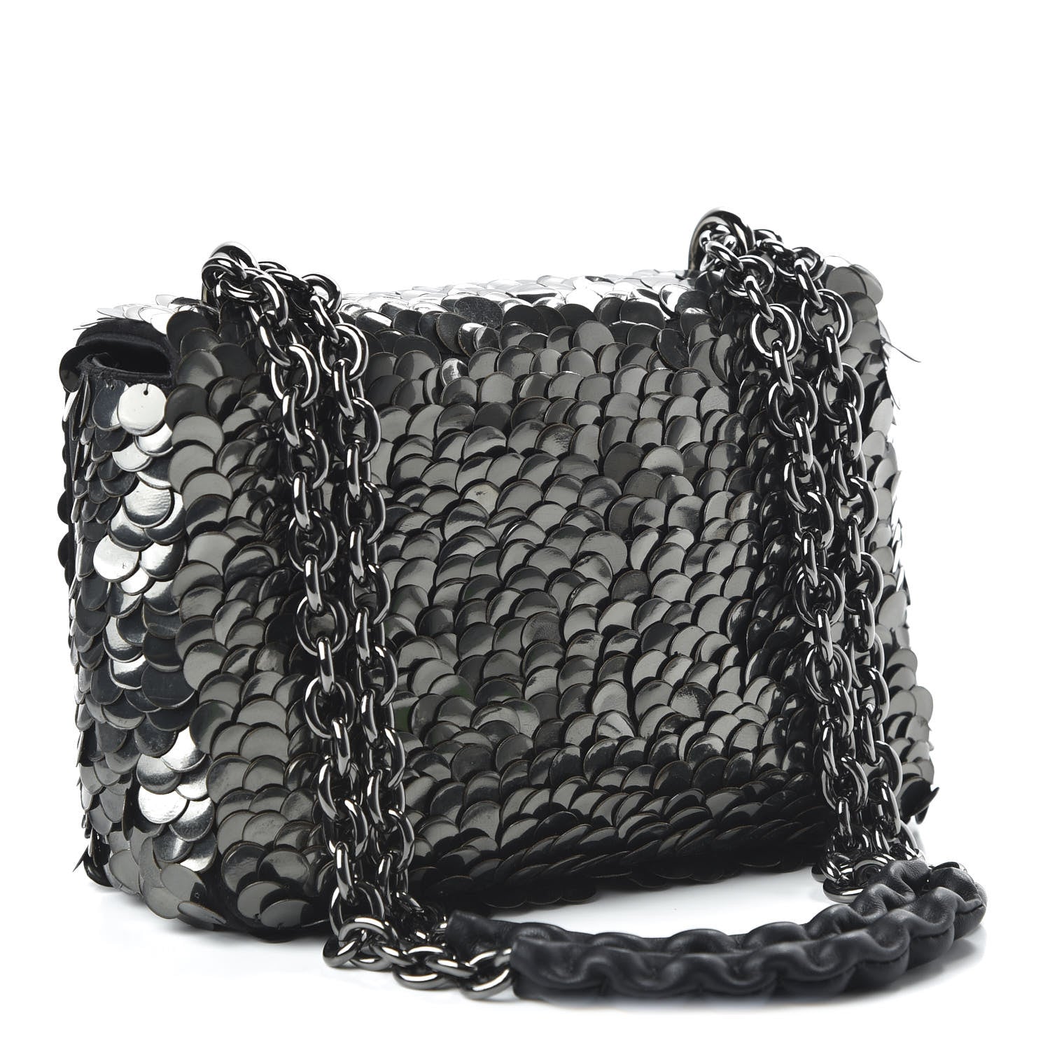 Tom Ford Paillette Embellished Large Natalia Chain Bag Dark Silver Black 3 of 9
