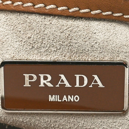 Prada City Calf Mini Hand Stitched Galleria Double Zip Tote Caramel 6 of 9