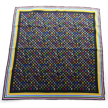 Louis Vuitton Silk Monogram Multicolor Square Scarf Black 1 of 6