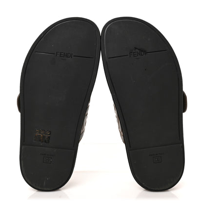 Fendi Calfskin FF Embossed Pearland Slide Sandals 39 Tobacco Moro 6 of 6