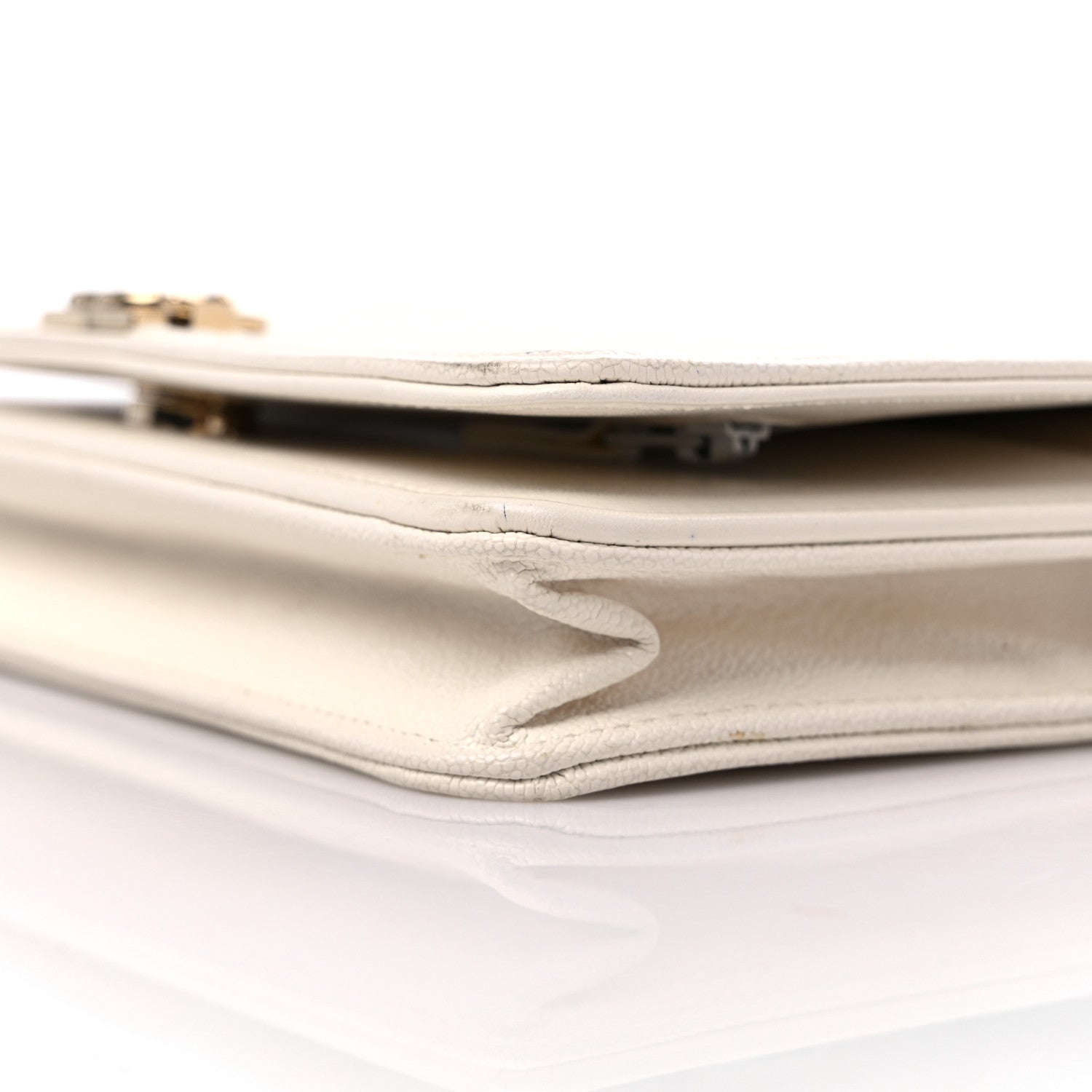 Chanel Caviar Chevron Boy Wallet On Chain WOC White 10 of 12