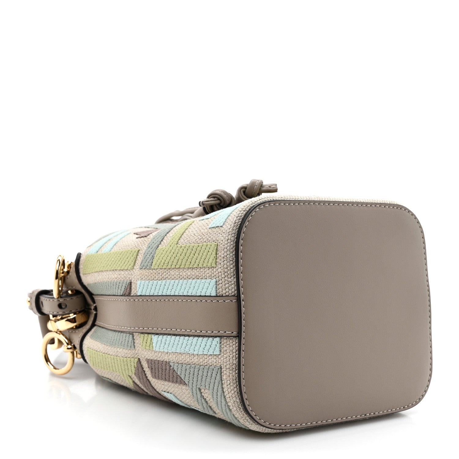 Fendi Canvas Calfskin FF Multicolor Mini Mon Tresor Bucket Bag Matcha Milk Dove 4 of 10