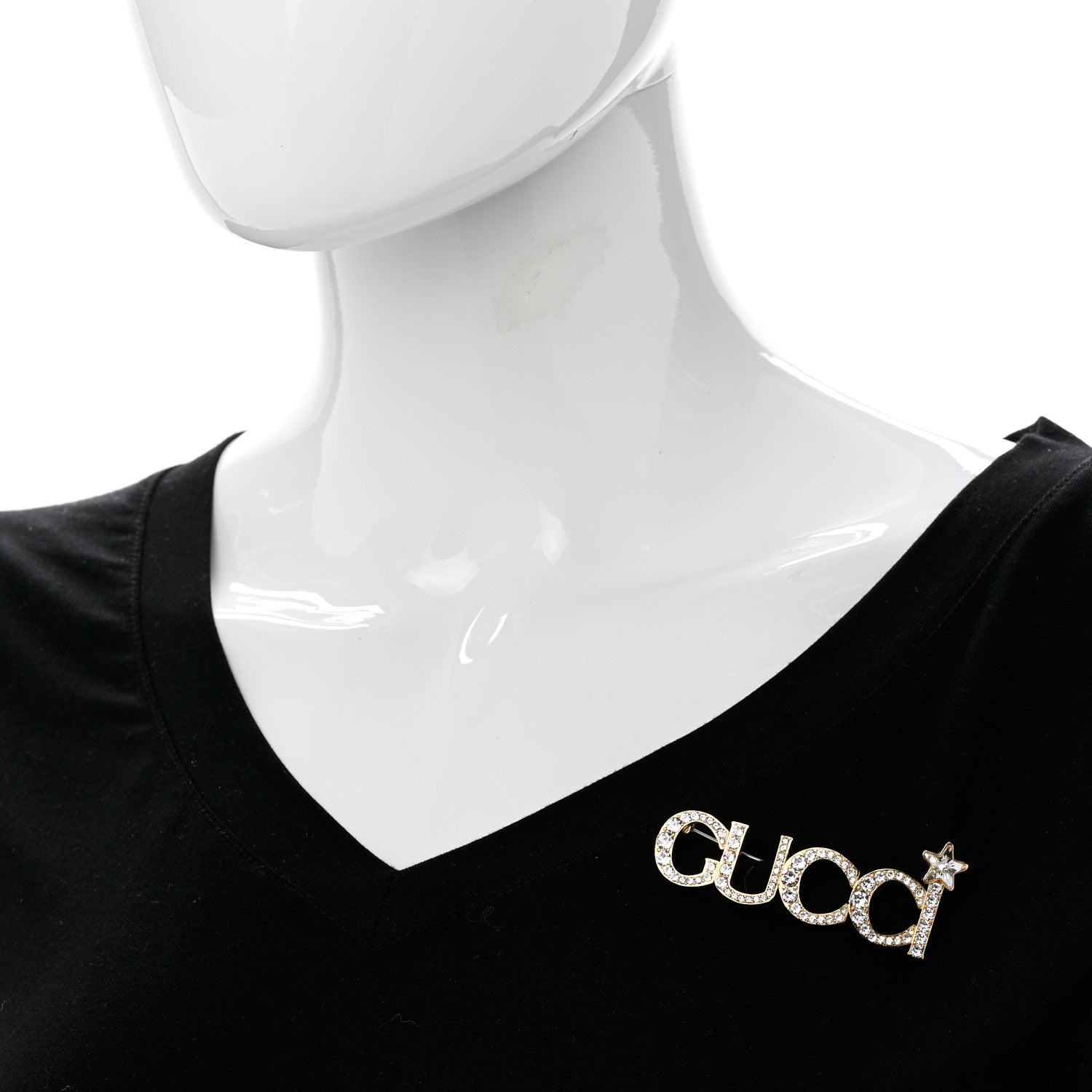 Gucci Metal Crystal Gucci Brooch Gold 2 of 6