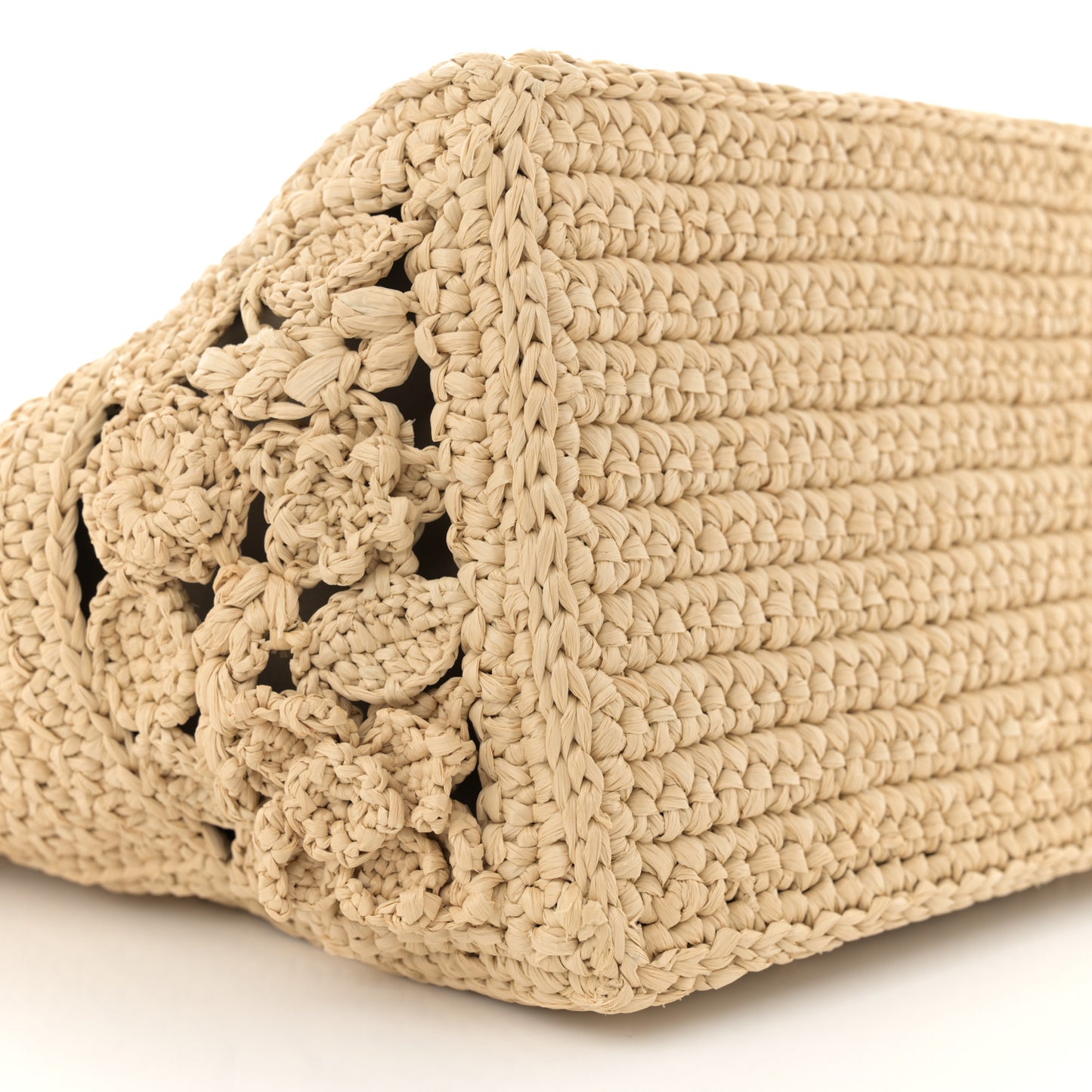 Woven Raffia Floral Embellished Small Book Tote Natural