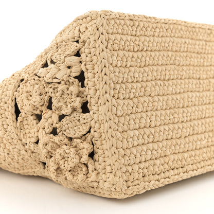 Christian Dior Woven Raffia Floral Embellished Small Book Tote Natural 11 of 12